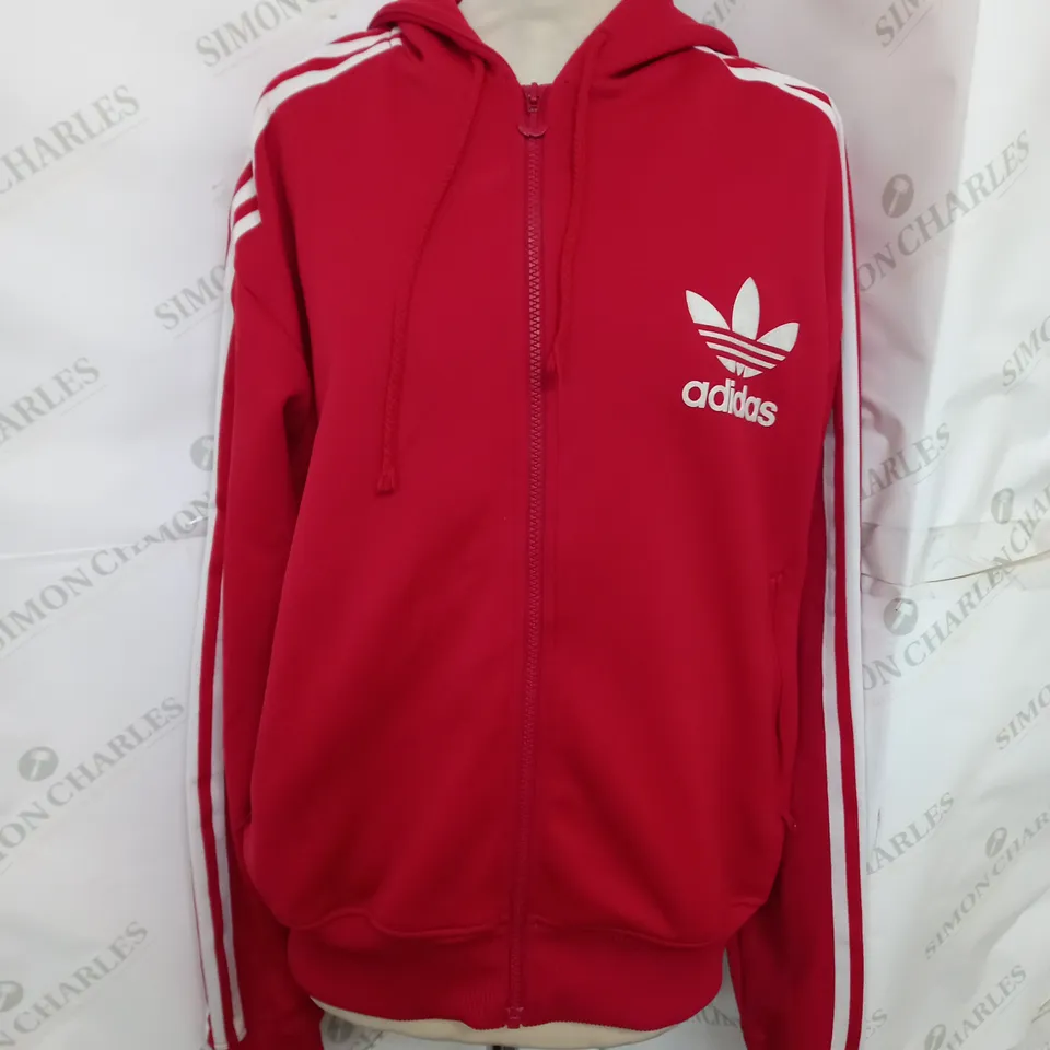 ADIDAS ZIP UP HOODIE IN RED SIZE L