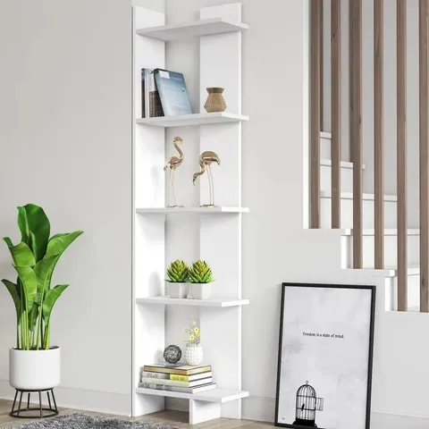 BOXED DEDDRICK CORNER BOOKCASE - WHITE (1 BOX)