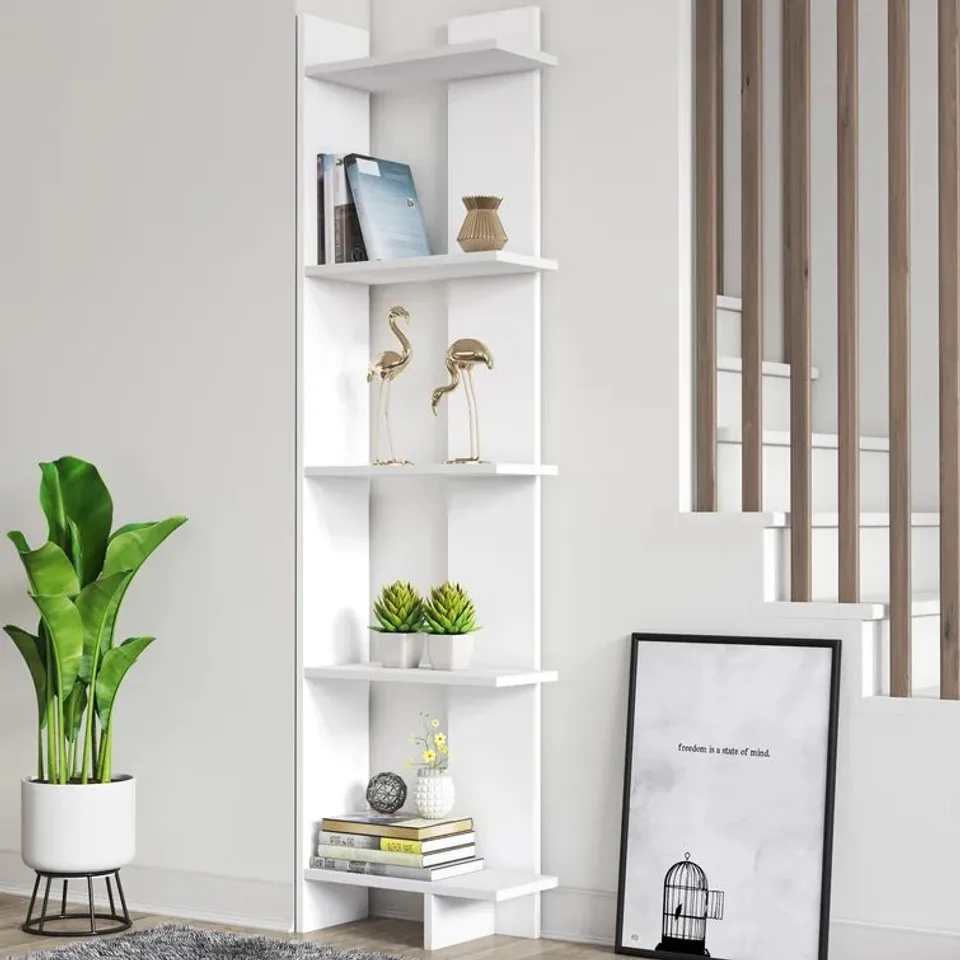 BOXED DEDDRICK CORNER BOOKCASE - WHITE (1 BOX)