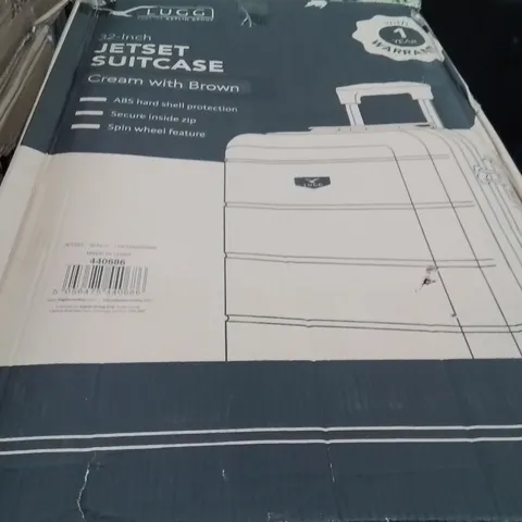 BOXED LUGG 32INCH JETSET SUITCASE CREAM WITH BROWN 