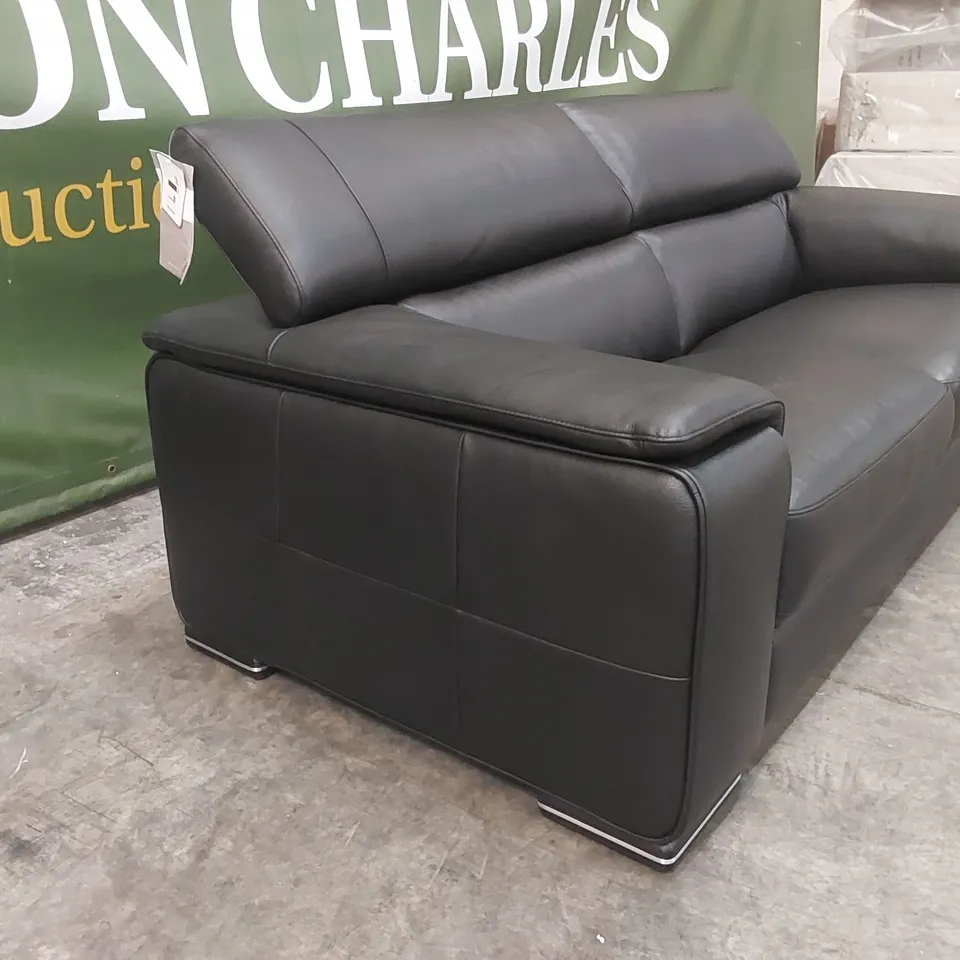 QUALITY DESIGNER ITALIAN MADE LEATHER MELO 4 SEATER SOFA - BLACK