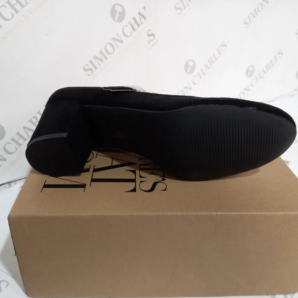 BOXED WHERES THAT FROM SUEDE BLACK DOLLY SHOES - SIZE UK 5