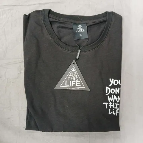 YOU DON'T WANT THIS LIFE REFLECTIVE BLACK PAINTER T-SHIRT SIZE XL