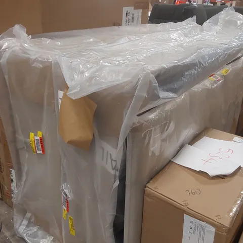 BAGGED COPPLE DIVAN BED BASE WITH HEADBOARD - 4'6 DOUBLE, WHEAT COLOUR (3 ITEMS)