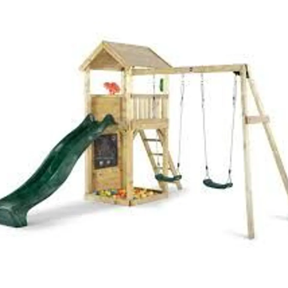 BOXED PLUM WOODEN LOOKOUT TOWER WITH SWING ARM - MISSING SLIDE (3 PIECES) RRP £749