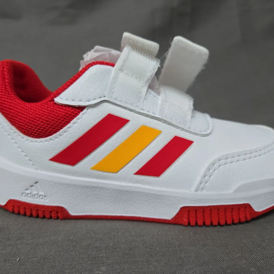 BOXED PAIR OF ADIDAS TENSAUR SPORT 2.0 INFANT'S SHOES IN WHITE/RED/ORANGE UK SIZE 7.5