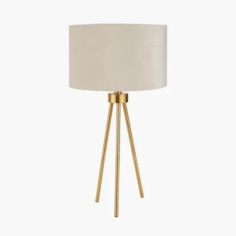 Boxed Houston Brushed Brass Metal Tripod Table Lamp