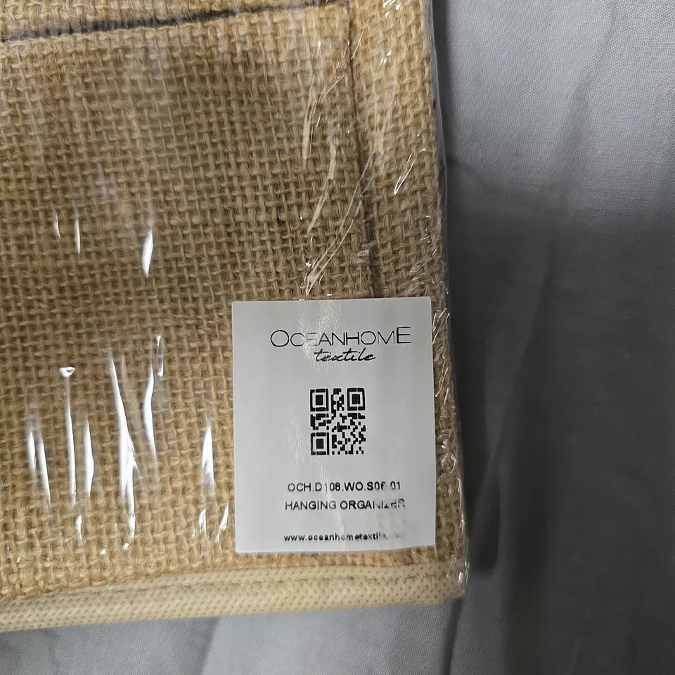 OCEANHOME HANGING ORGANIZER – BURLAP TEXTURE - APPROXIMATELY 20 PCS 