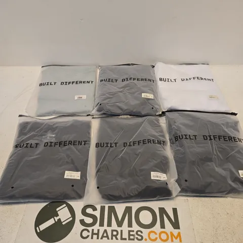 SET OF APPROXIMATELY 20 ASSORTED BUILT DIFFERENT T-SHIRTS/SHIRTS IN VARIOUS COLOURS AND SIZES