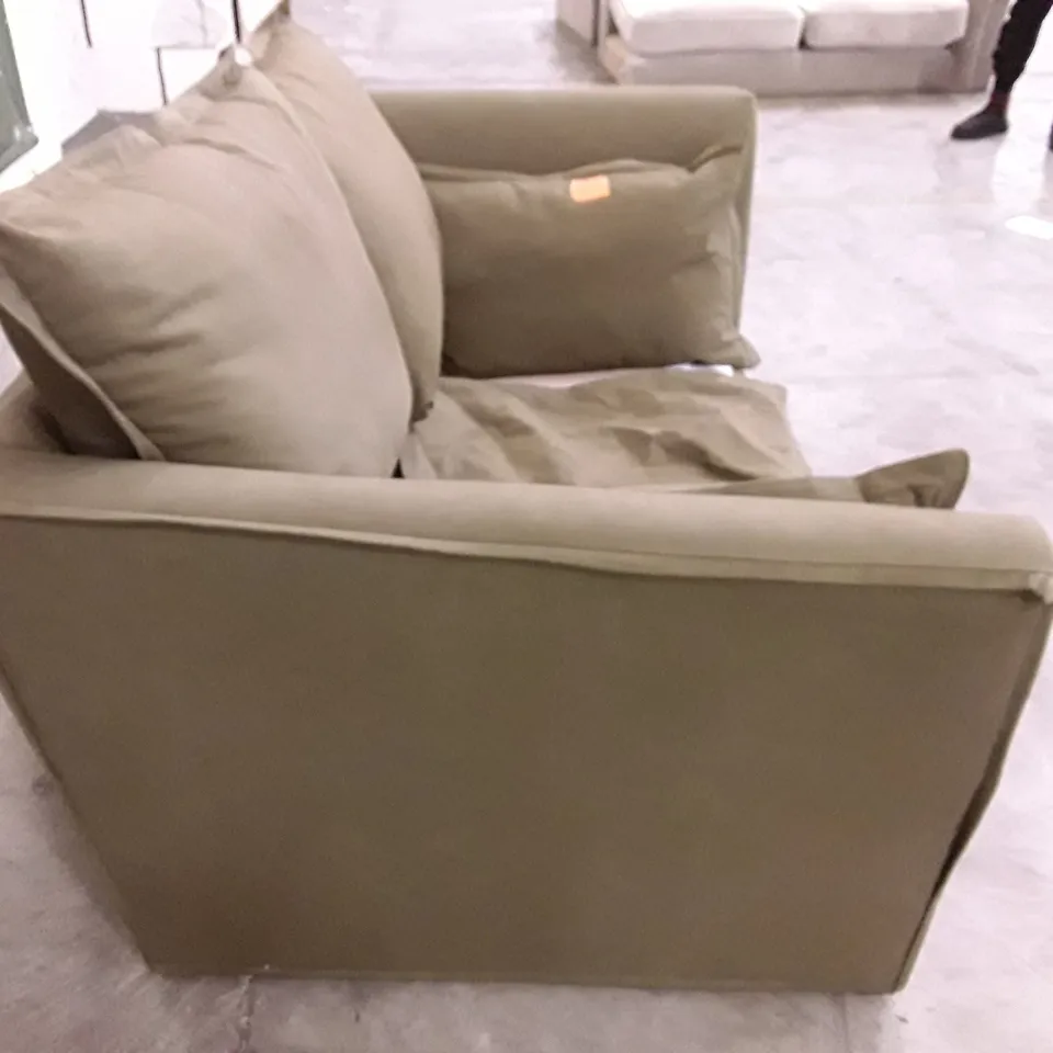 QUALITY DESIGNER BLENHEIM 2 SEATER SOFA - OLIVE FABRIC 