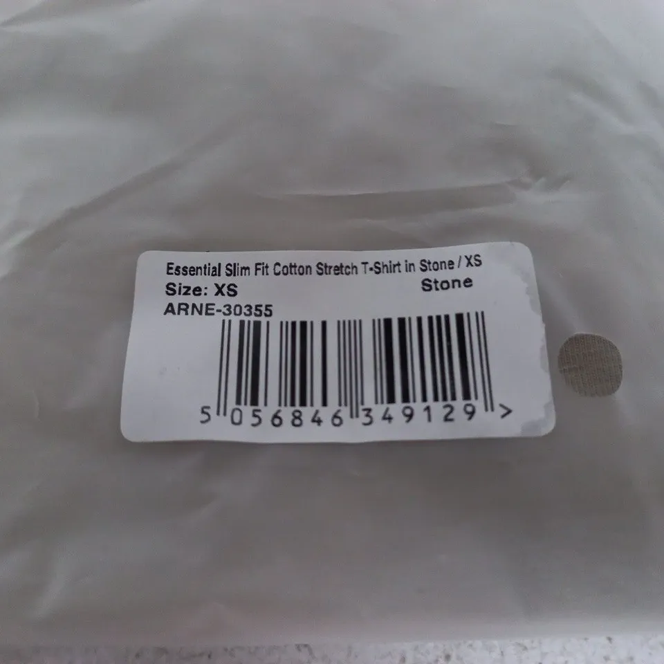 BAGGED ARNE ESSENTIAL SLIM FIT T-SHIRT IN STONE - XS