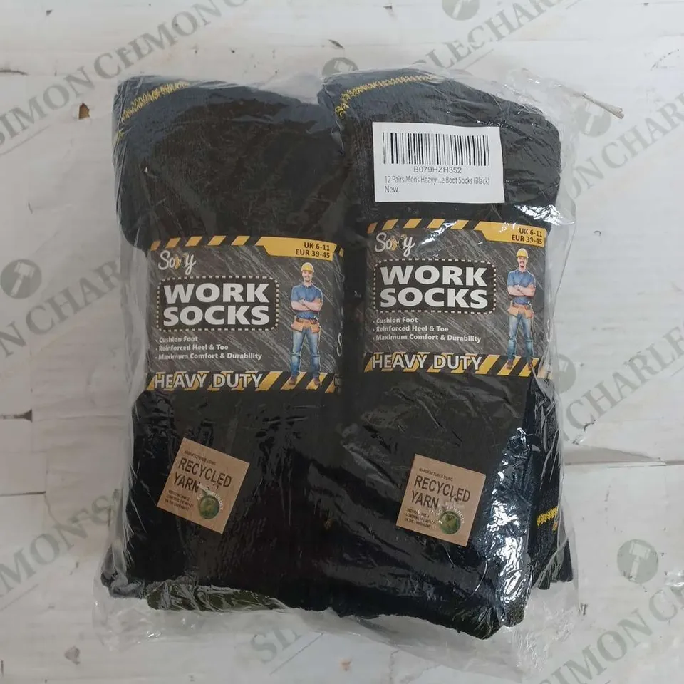 SEALED 12 PAIRS OF SOXY WORKS SOCKS IN BLACK - UK 6-11