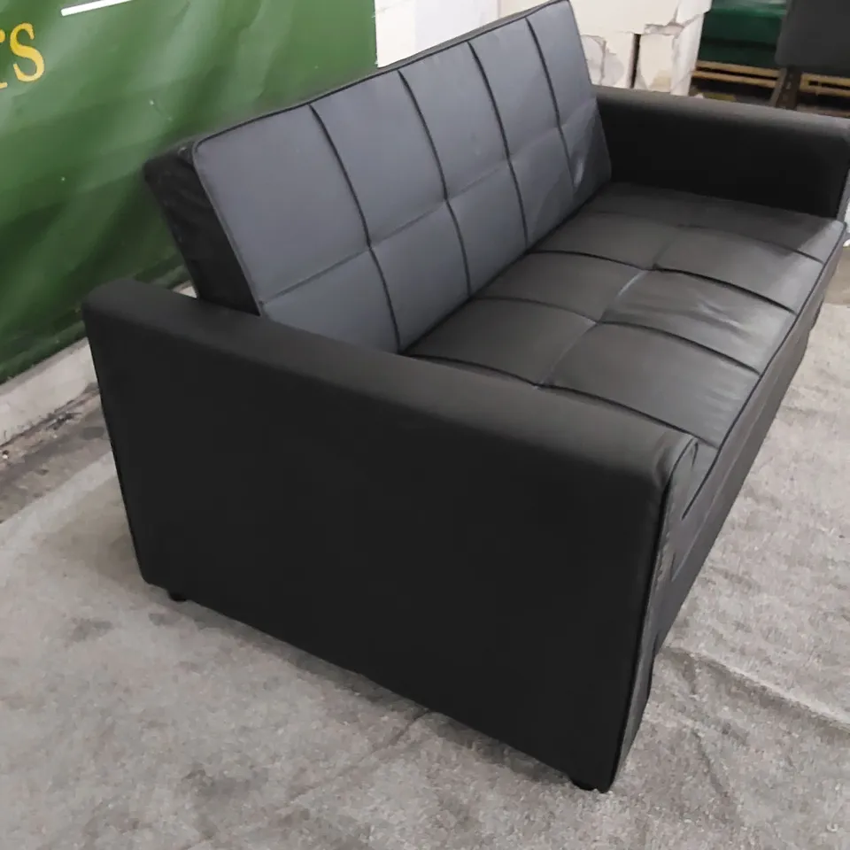 DESIGNER VEGAN LEATHER SOFA BED - BLACK 