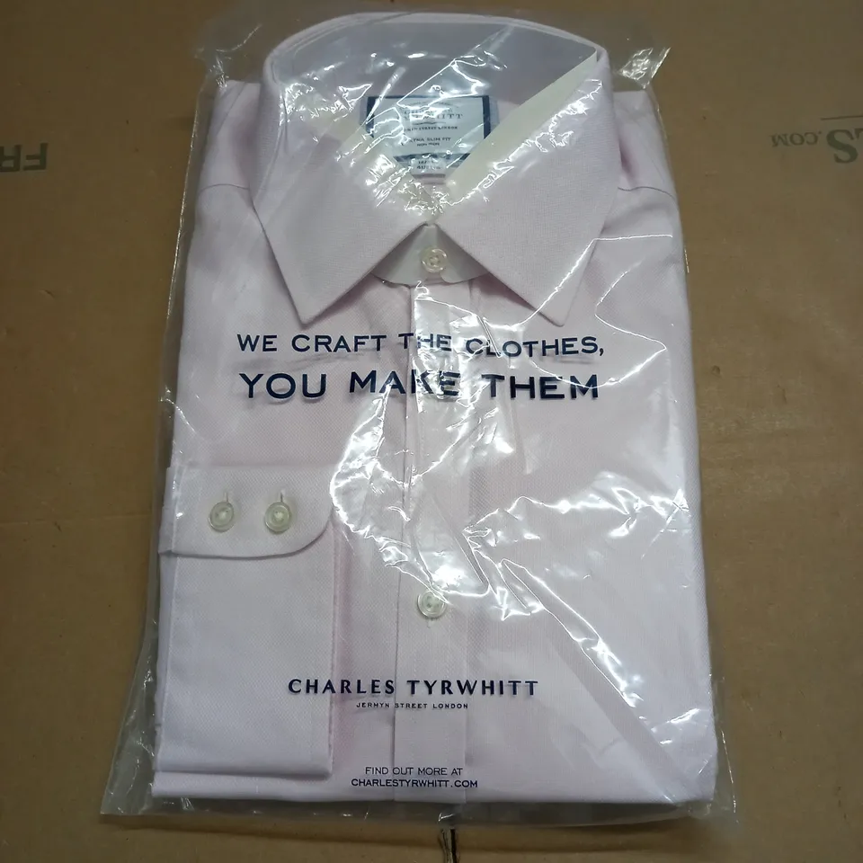 CHARLES TYRWHITT EXTRA SLIM FIT PINK LS SHIRT - 16/34"