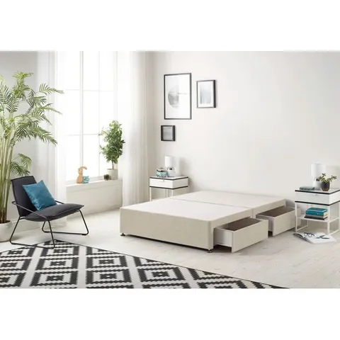 BOXED FAYDRA TWEED FABRIC SOLID TOP DIVAN BED FRAME NO HEADBOARD (2 PARTS)