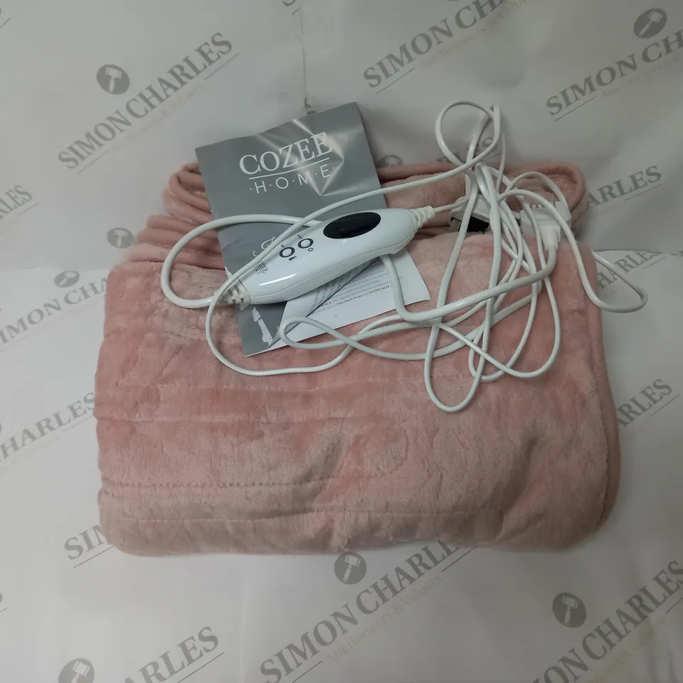 BOXED COZEE HOME HEATED BLANKET THROW IN PINK 