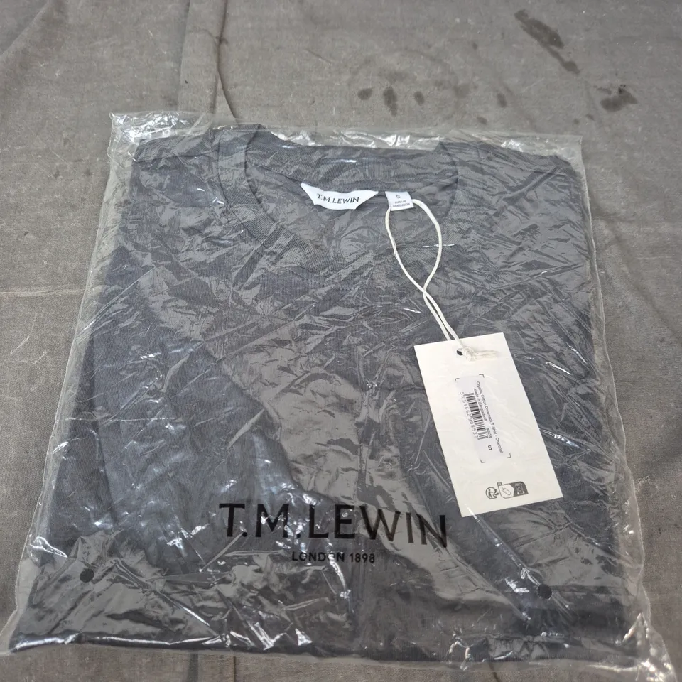 T.M. LEWIN ORGANIC COTTON CREWNECK T-SHIRT – CHARCOAL – UK SIZE S