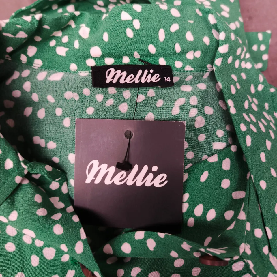 MELLIE GREEN POLKA DOT SHIRT DRESS – UK SIZE 14
