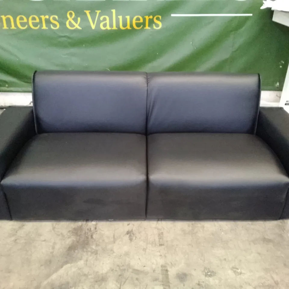 QUALITY DESIGNER ELLISON 3 SEATER SOFA - BLACK LEATHER