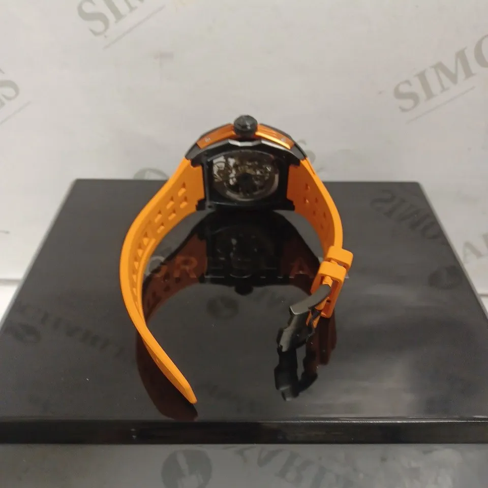 BOXED GRESHAM GENTS GENESIS G1 SPECIAL EDITION WATCH - SKELETON - STAINLESS STEEL - RUBBER STRAP - 5 ATM. 