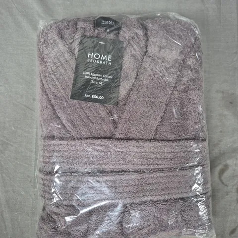 HOME BED & BATH HOODED BATHROBE IN GREY SIZE SMALL