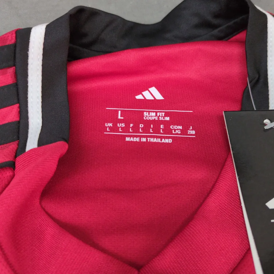 UK L ADIDAS MANCHESTER UNITED PINK TRAINING JERSEY – SLIM FIT