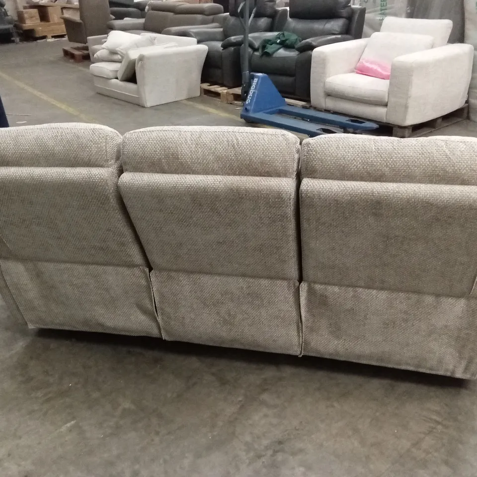 ALBION CHUNKY WEAVE 3 SEATER HIGH BACK MANUAL RECLINER SOFA - NATURAL RRP £679