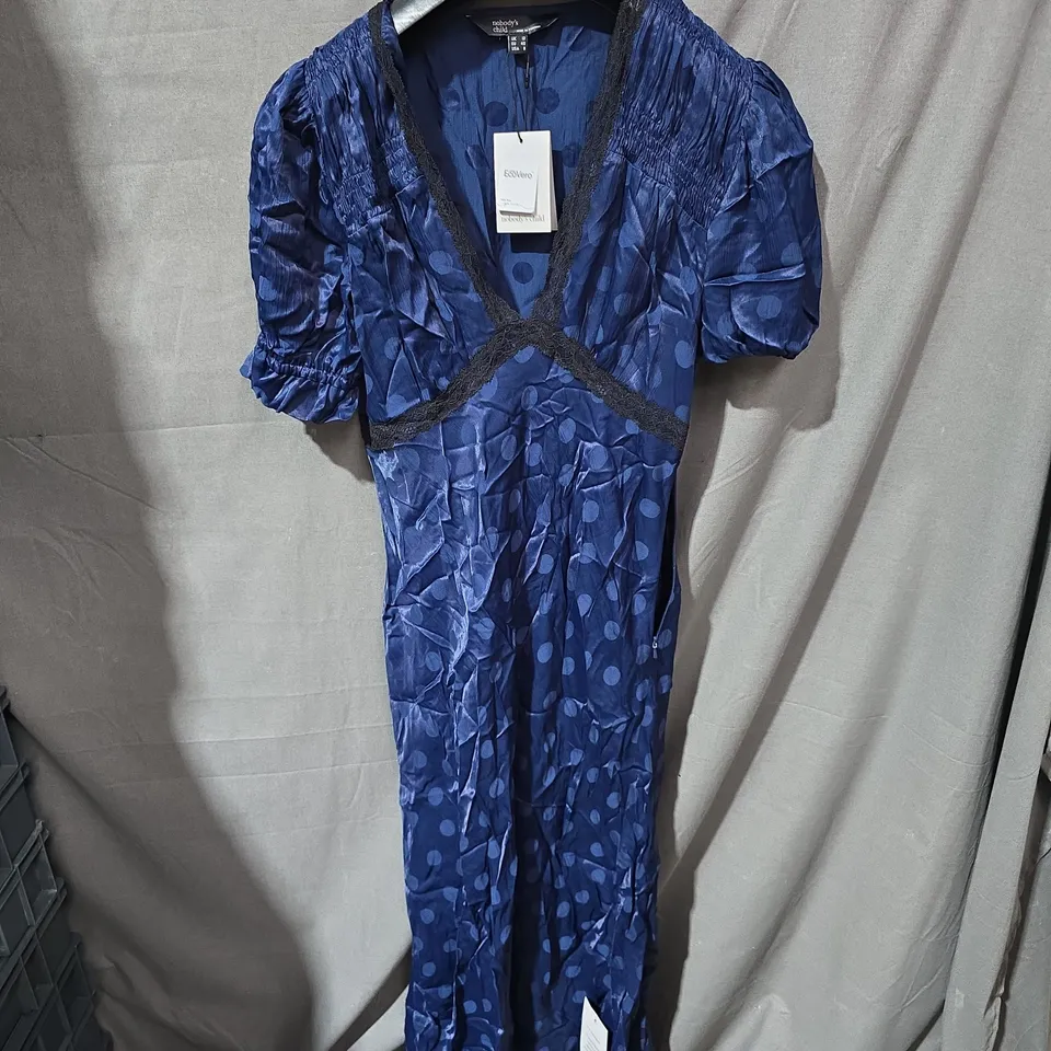 NOBODYS CHILD ANGELA MIDI DRESS PLAIN IN NAVY - UK 12