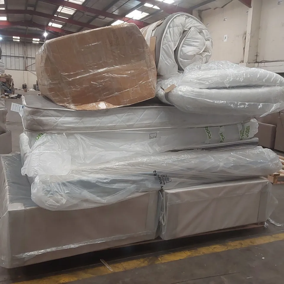 PALLET CONTAINING APPROXIMATELY 2x DIVAN BASE PARTS, 6x MATTRESSES