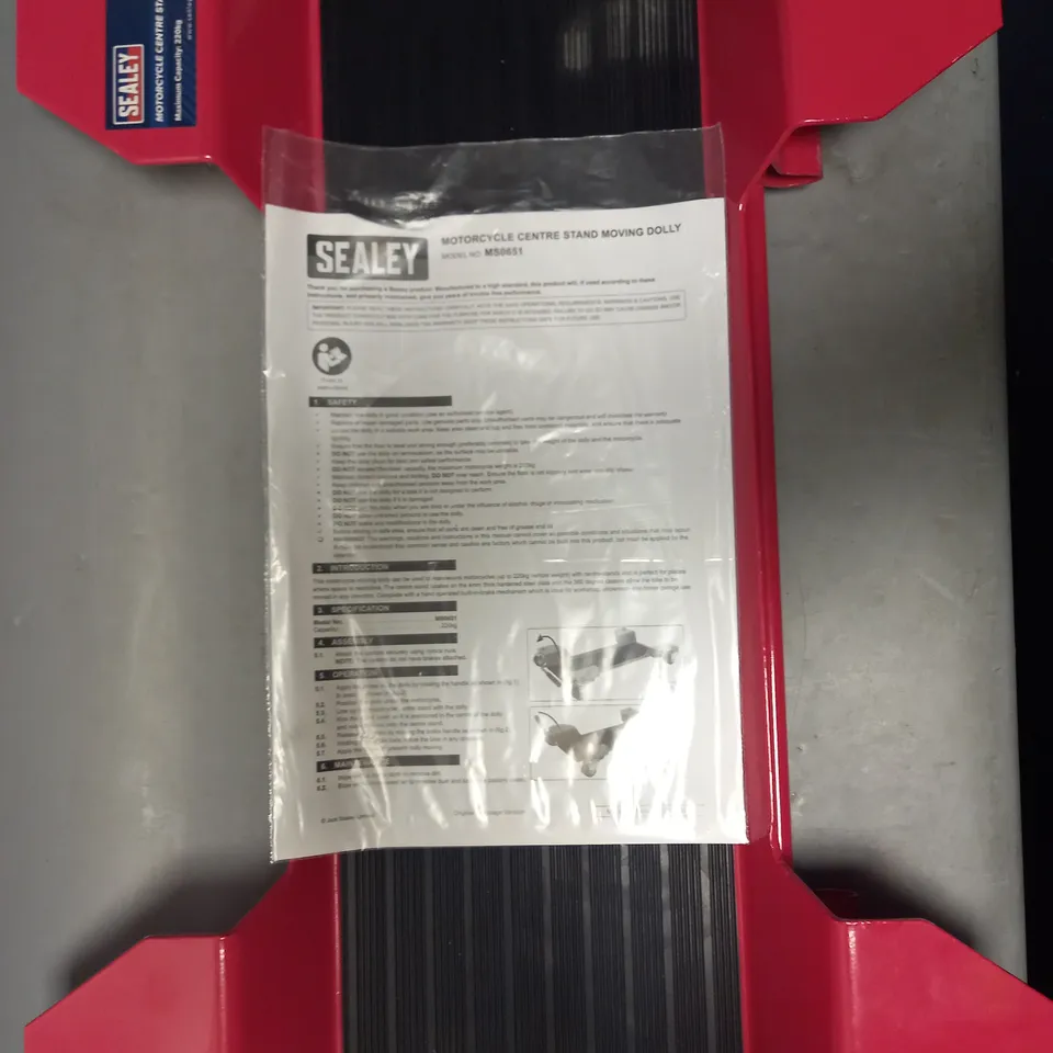 BOXED SEALEY MS0651 MOTORCYCLE CENTRE STAND MOVING DOLLY