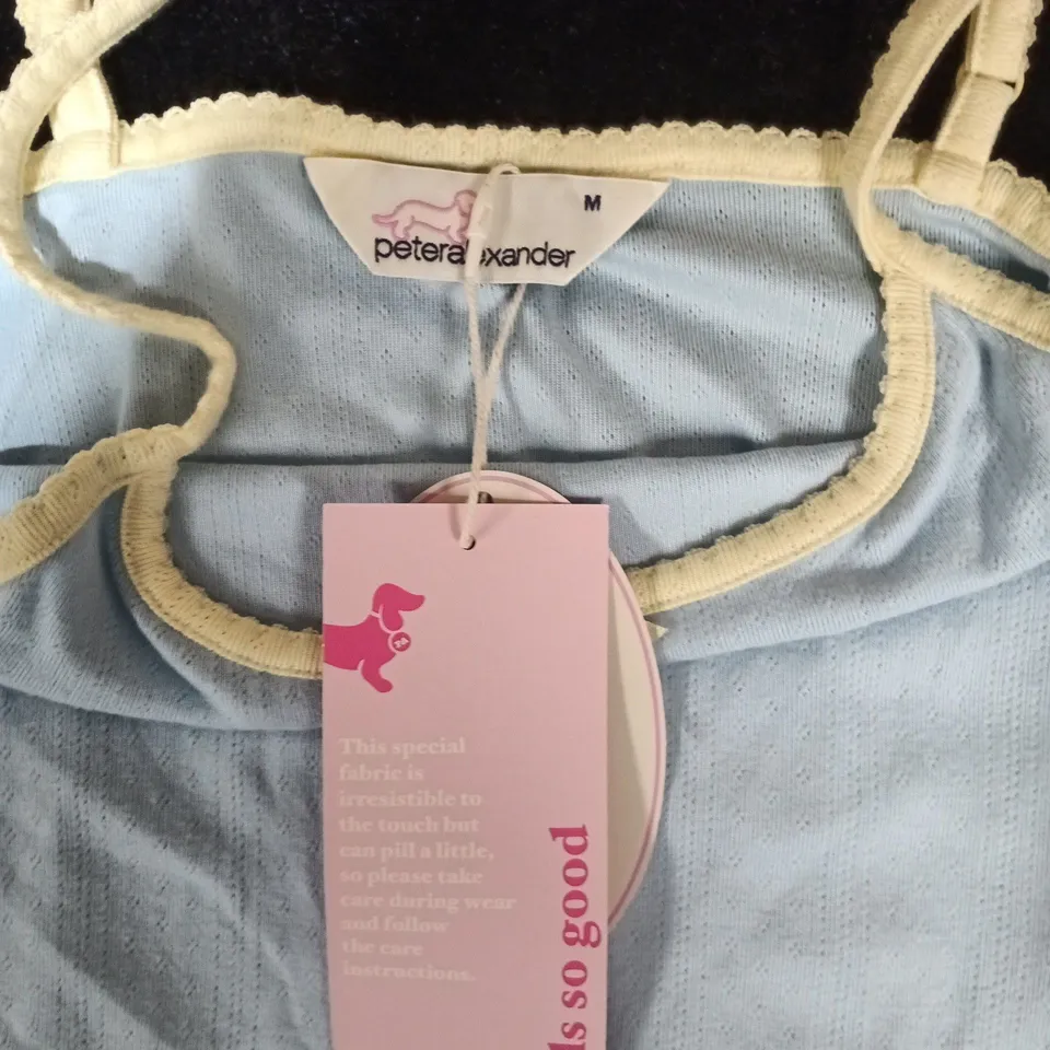 PETER ALEXANDER LIGHT BLUE SLEEP TOP WITH CREAM TRIM – UK M