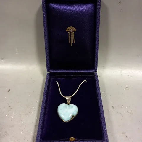 BLUE STONE HEART PENDANT NECKLACE 