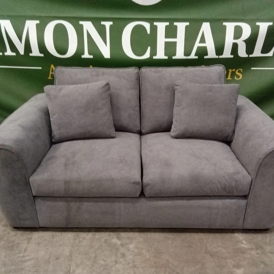 SEOUL 2 SEATER STANDARD BACK FABRIC SOFA - GREY RRP £699