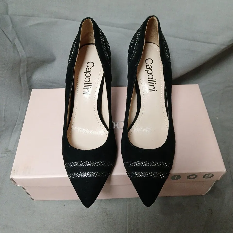 CAPOLLINI ELSIE BLACK SUEDE HIGH HEELS – UK 3.5 (EU 36)