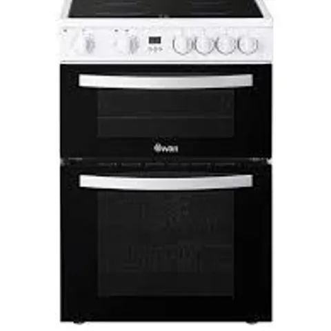 BOXED SWAN SX16730W 60CM WIDE DOUBLE OVEN ELECTRIC COOKER WITH CERAMIC HOB - WHITE