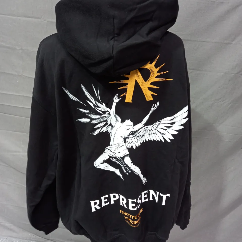 REPRESENT ICARUS HOODIE IN JET BLACK - LARGE