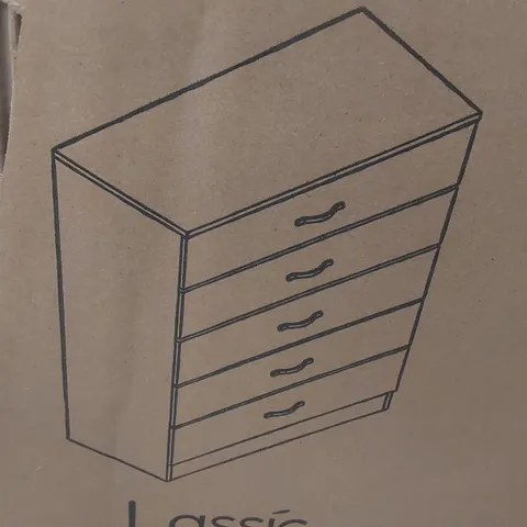BOXED VIDA DESIGNS RIANO 5 DRAWER CHEST - BLACK