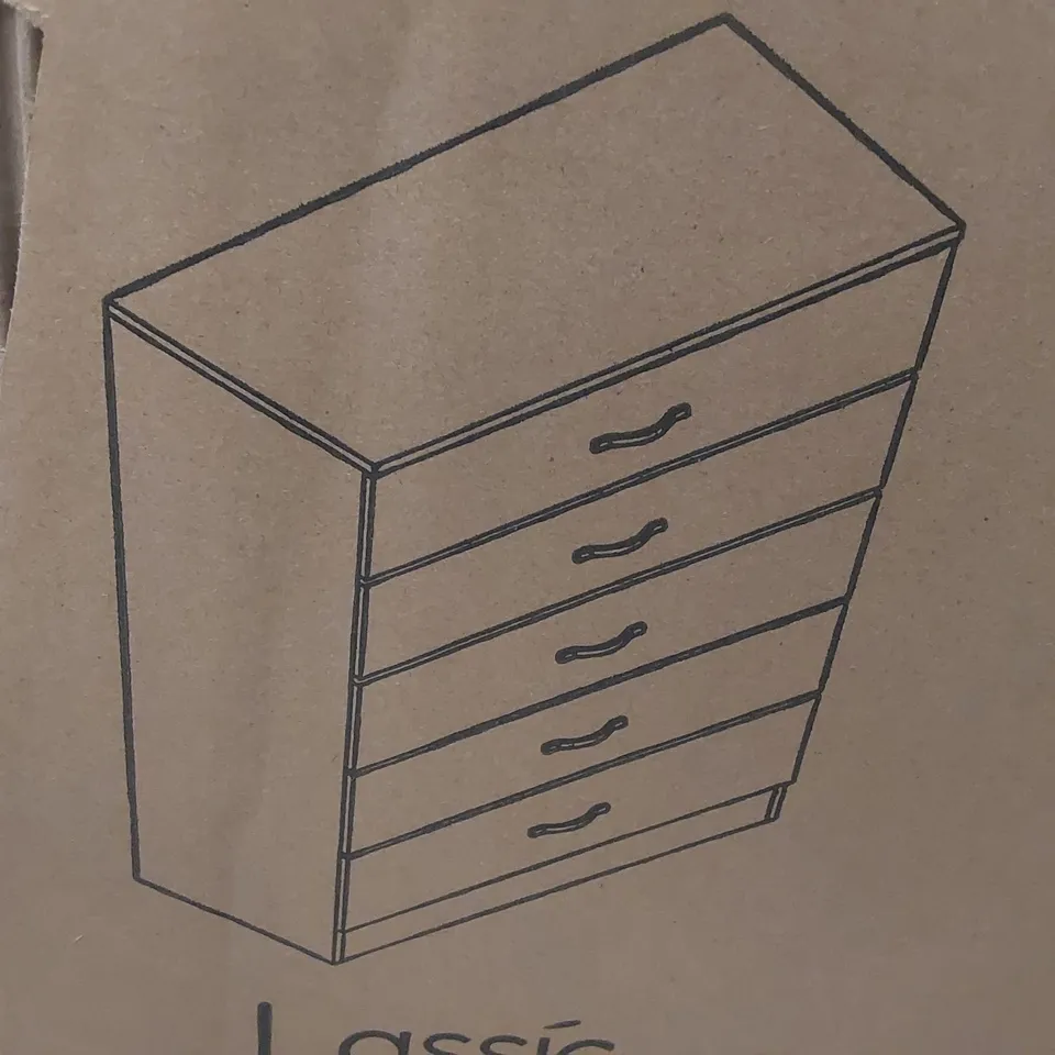 BOXED VIDA DESIGNS RIANO 5 DRAWER CHEST - BLACK 