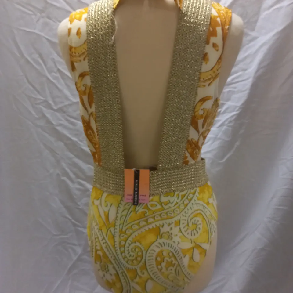 RIVER ISLAND RESORT SWIMSUIT, DARK YELLOW - SIZE 14