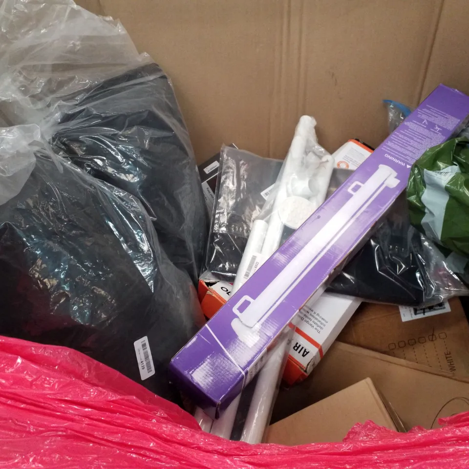 PALLET OF ASSORTED PRODUCTS INCLUDING NON WOVEN FABRIC WARDROBE, RAISED AIR BED, TOILET SEAT, CONVECTOR HEATER, YOGA MAT, RETRACTABLE SAFETY GATE