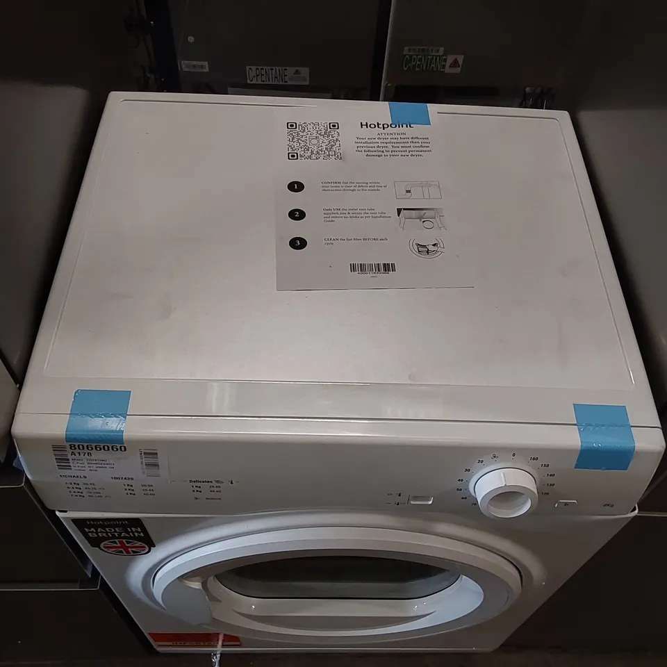 HOTPOINT H1D80WUK 8KG VENTED TUMBLE DRYER - WHITE - C RATED - UNPROCESSED RAW RETURN