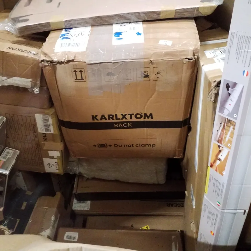 PALLET CONTAINING ASSORTED PRODUCTS INCLUDING SHREDDER, ECOHEATER, LAPDESK & FULL-MOTION TV WALL MOUNT