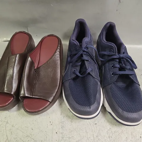 BOX OF APPROXIMATELY 10 ASSORTED PAIRS OF SHOES AND FOOTWEAR ITEMS IN VARIOUS COLOURS, STYLES, AND SIZES - COLLECTION ONLY
