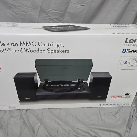 Lenco LS-300BK (V2) Turntable with Bluetooth and Wooden Speakers – Boxed