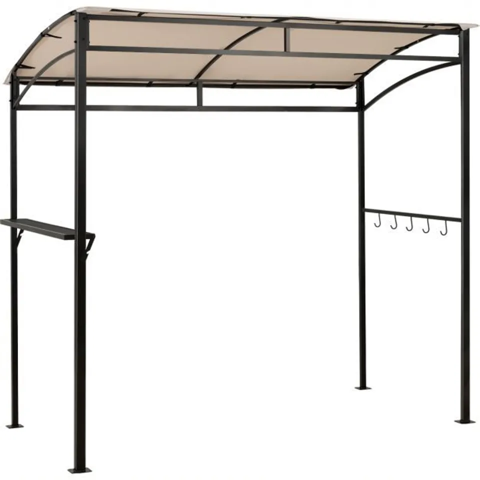BOXED COSTWAY GRILL GAZEBO WITH SERVING SHELF AND STORAGE HOOKS - COFFEE