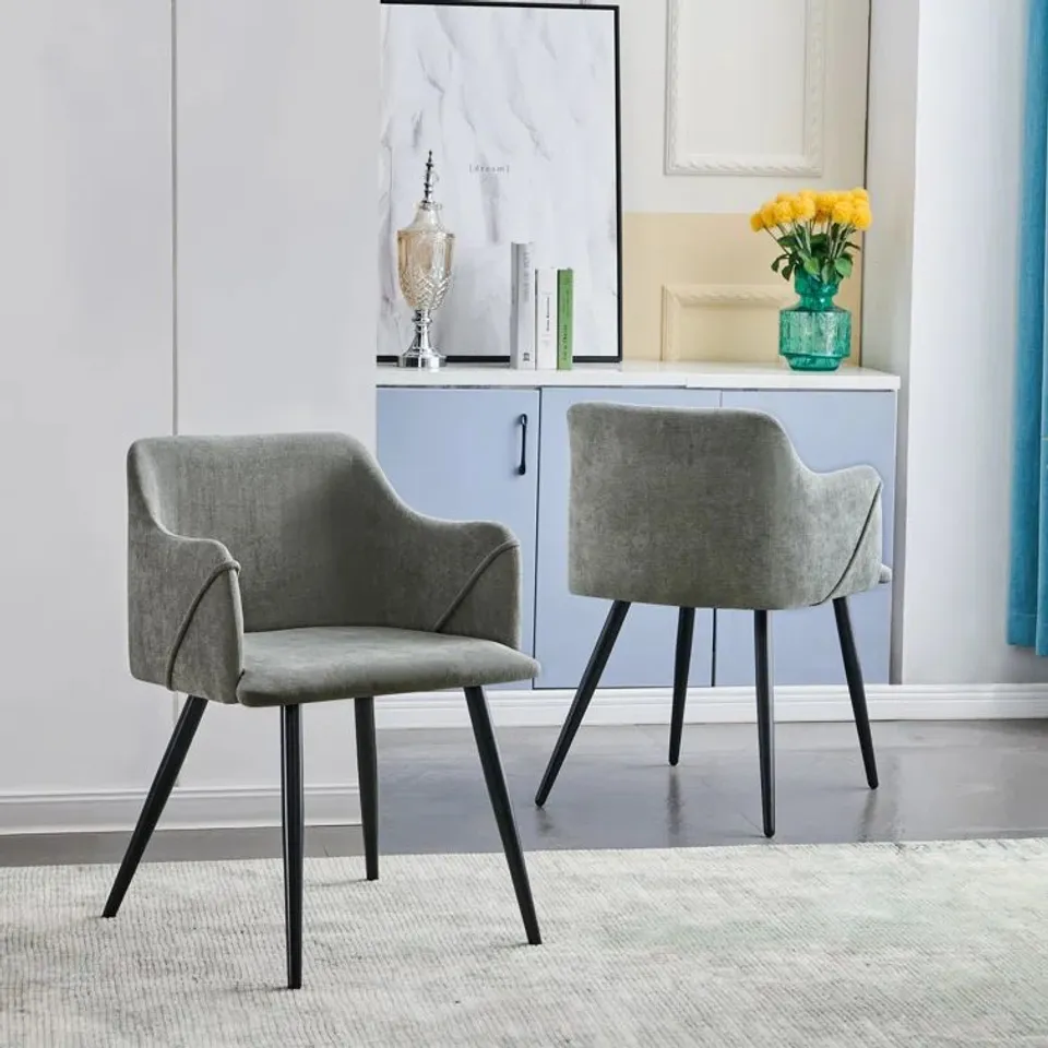BOXED SET OF 2 SOFIYA UPHOLSTERED DINING CHAIRS GREY (1 BOX)