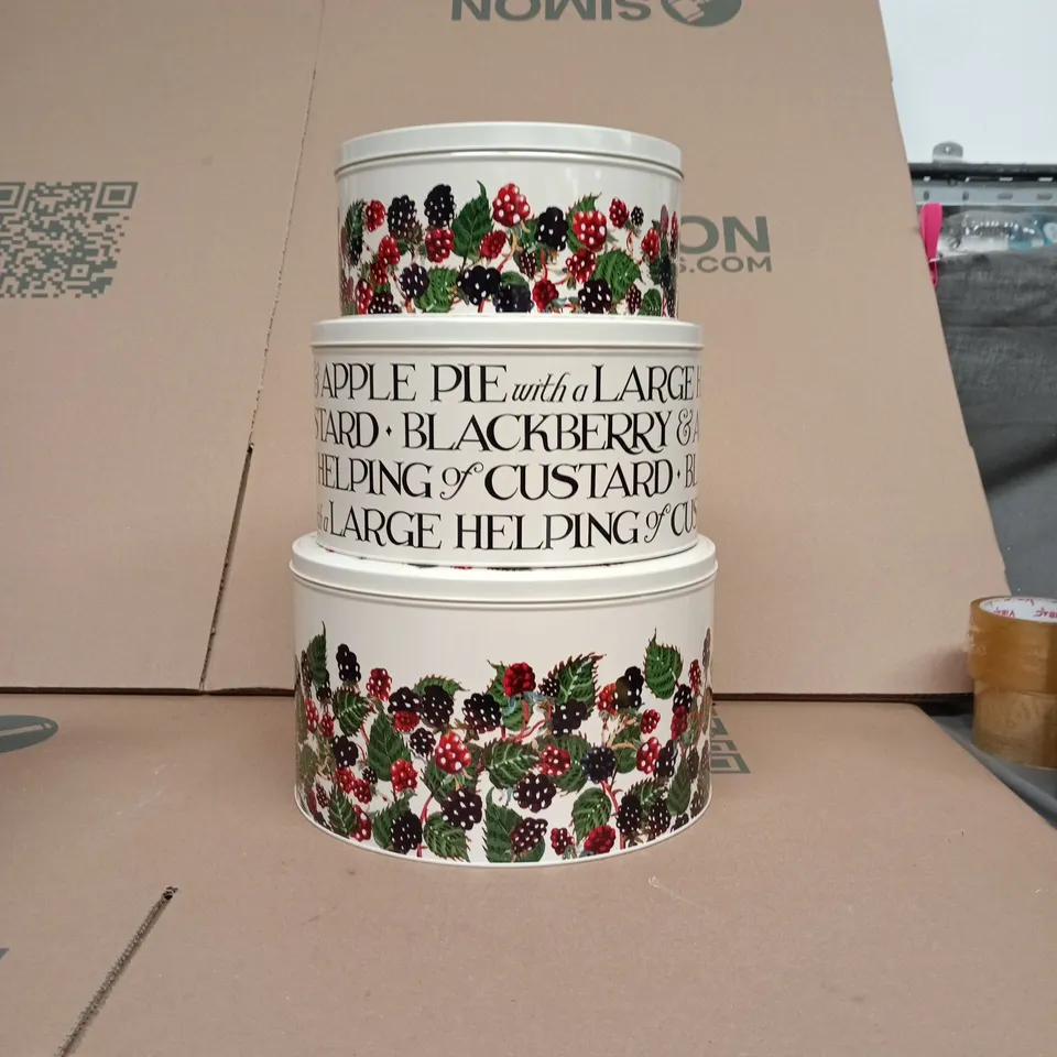 EMMA BRIDGEWATER BLACKBERRIES TIN SET (3)
