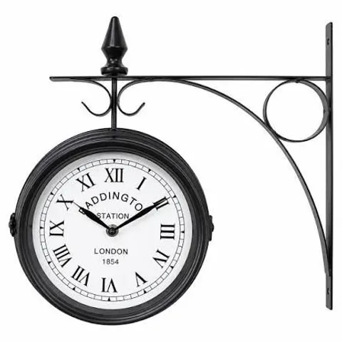 BOXED OYPLA DOUBLE SIDED PADDINGTON STATION OUTDOOR GARDEN WALL CLOCK