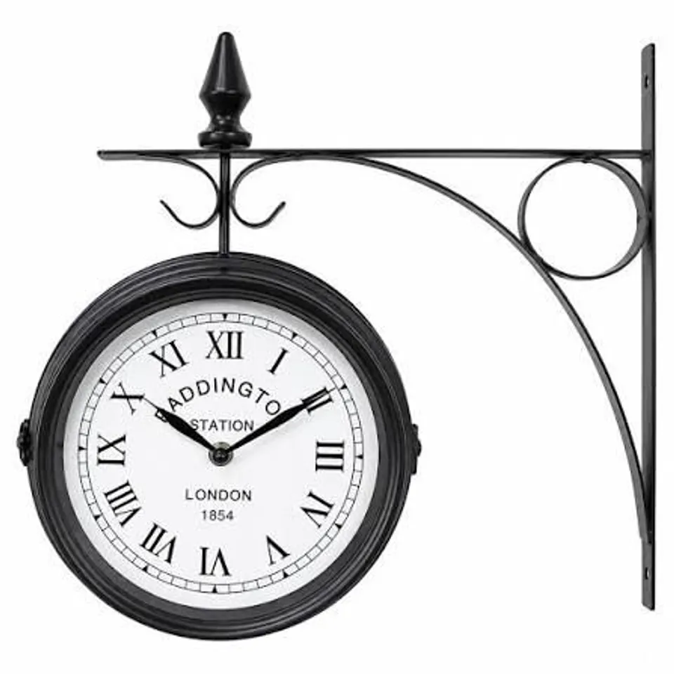 BOXED OYPLA DOUBLE SIDED PADDINGTON STATION OUTDOOR GARDEN WALL CLOCK