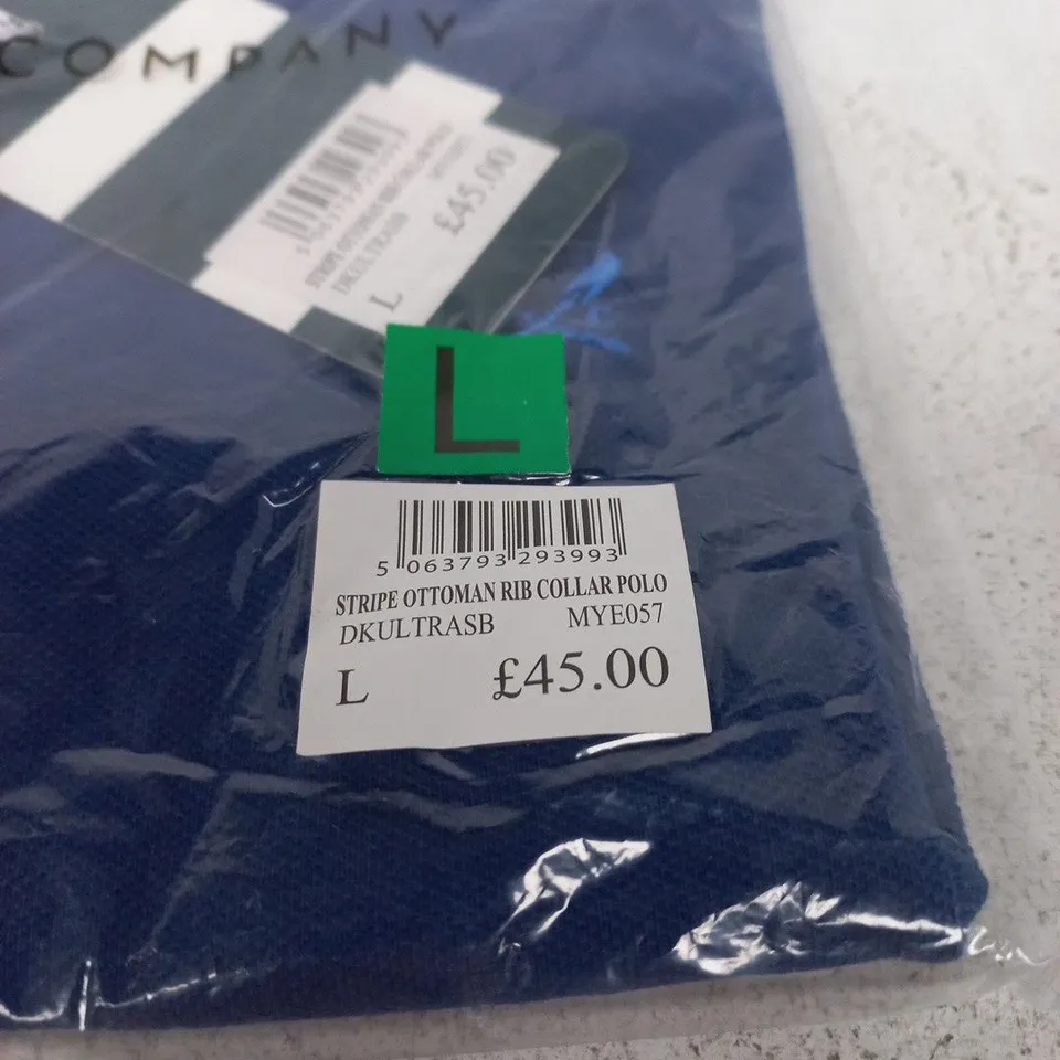 STRIPE OTTOMAN RIB COLLAR POLO SHIRT – NAVY, UK L